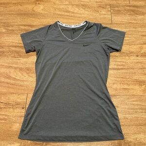 Nike Women's Gray V-Neck Short Sleeve Tee